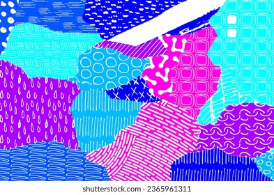 Abstract black strokes, Hand sketched Vector Pattern. Abstract background in geometric style. Abstract multicolored geometric pattern	
