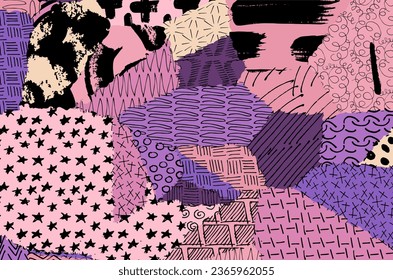 Abstract black strokes, Hand sketched Vector Pattern. Abstract background in geometric style. Abstract multicolored geometric pattern	
