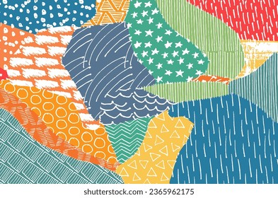 Abstract black strokes, Hand sketched Vector Pattern. Abstract background in geometric style. Abstract multicolored geometric pattern	
