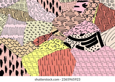 Abstract black strokes, Hand sketched Vector Pattern. Abstract background in geometric style. Abstract multicolored geometric pattern	
