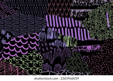 Abstract black strokes, Hand sketched Vector Pattern. Abstract background in geometric style. Abstract multicolored geometric pattern	
