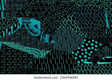 Abstract black strokes, Hand sketched Vector Pattern. Abstract background in geometric style. Abstract multicolored geometric pattern	
