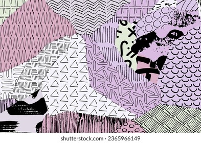Abstract black strokes, Hand sketched Vector Pattern. Abstract background in geometric style. Abstract multicolored geometric pattern	

