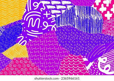 Abstract black strokes, Hand sketched Vector Pattern. Abstract background in geometric style. Abstract multicolored geometric pattern	
