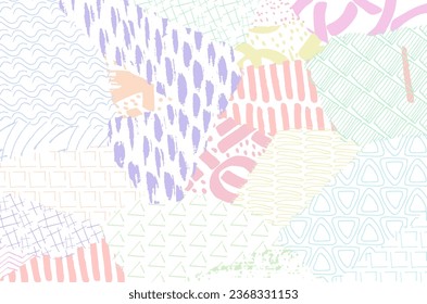 Abstract black strokes, Hand sketched Vector Pattern. Retro abstract pattern in geometric style. Abstract multicolored geometric pattern.	
