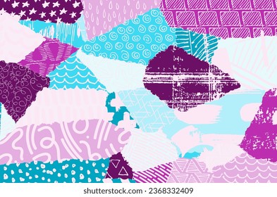 Abstract black strokes, Hand sketched Vector Pattern. Retro abstract pattern in geometric style. Abstract multicolored geometric pattern.	
