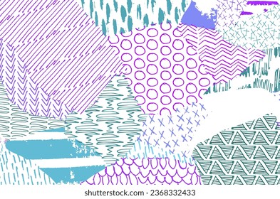 Abstract black strokes, Hand sketched Vector Pattern. Retro abstract pattern in geometric style. Abstract multicolored geometric pattern.	
