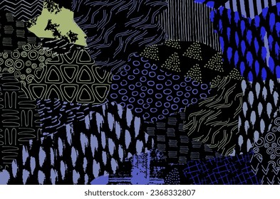 Abstract black strokes, Hand sketched Vector Pattern. Retro abstract pattern in geometric style. Abstract multicolored geometric pattern.	
