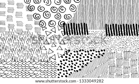 Abstract  black strokes, Hand sketched Vector Pattern. 
Retro abstract pattern in geometric style. Abstract multicolored geometric pattern.