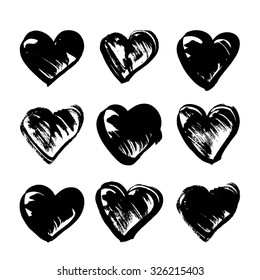 Abstract black strokes in heart shape isolated on white backckground