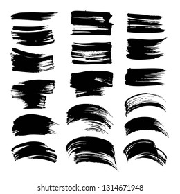 Abstract black strokes set isolated on white background