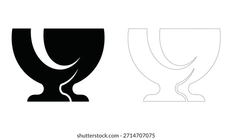Abstract black stylized design resembling an elegant chalice or a dynamic artistic symbol