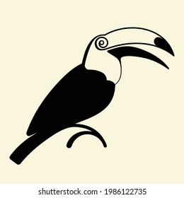 Abstract black stylized toucan isolated
