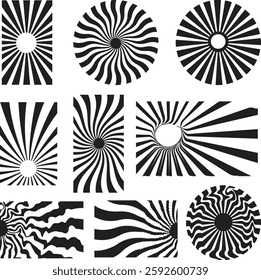 Abstract black Sunburst Optical Illusion Backgrounds