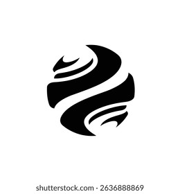 Abstract black swirl logo design element.