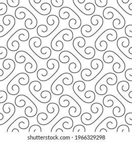 abstract black swirls on white. minimalistic vector hand-drawn seamless pattern. perfect design for interior decoration, textile print