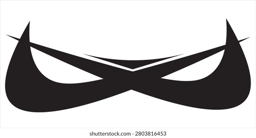 Abstract Black Swoosh Crossover Logo Modern Sport Identity Symbol Vibrant Symmetric Check Mark Icon Techwear Superhero Mask Branding Graphic Asset