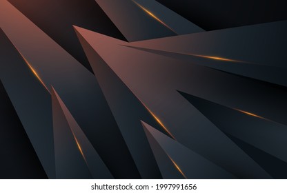Abstract black taper shape dimension background  with orange light
