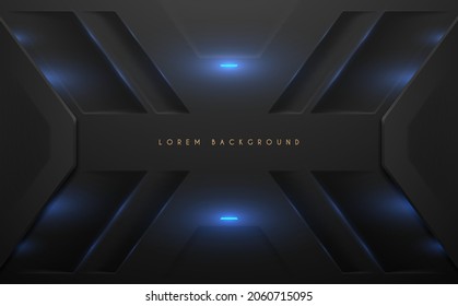 Abstract black technology background with blue light effect