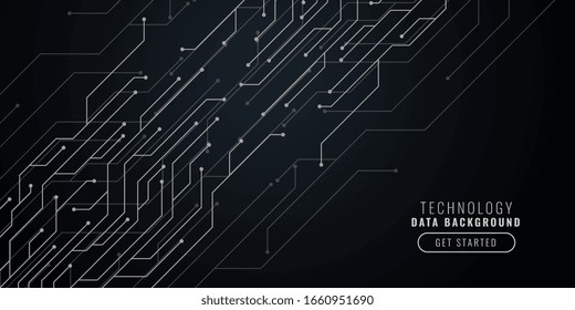 abstract black technology background with circuit lines
