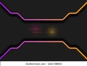 Abstract black technology background with neon glowing light. Futuristic vector design