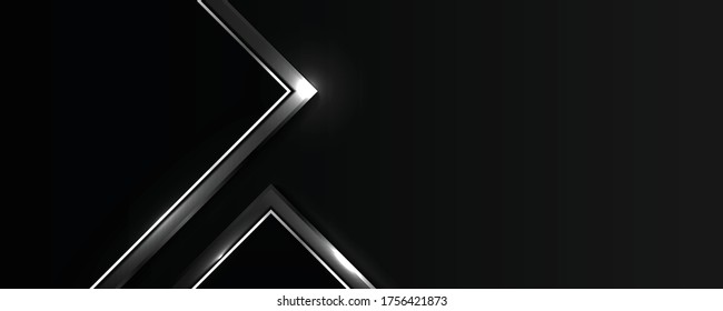 Abstract black technology design template with silver style edge artwork background. Use for ad, poster, template design, print, presentation. illustration vector eps10