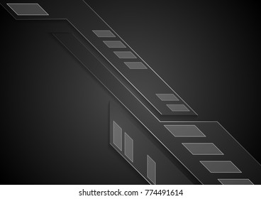 Abstract black technology futuristic background. Vector modern concept design