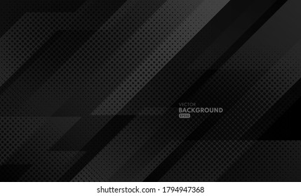 Abstract black technology geometric with halftone background. Modern futuristic concept. You can use for cover template, poster, banner web, flyer, Landing page, Print ad. Vector illustration