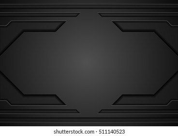 Abstract black technology modern template design. Geometric vector background illustration