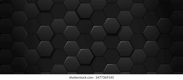 Abstract black texture background hexagon. vector