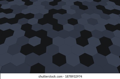 Abstract black texture from hexagons in dark colors.
