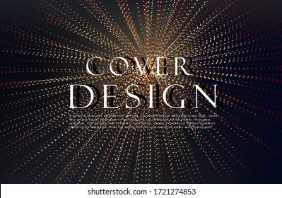 
Abstract black textured background with radial golden halftone pattern. Vector illustration. Decoration element with stamped dotted ornament. Creative cover design template. Bursting light rays shape