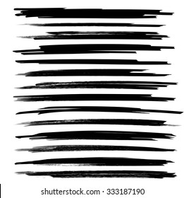 Abstract black textured long strokes isolated on white backckground