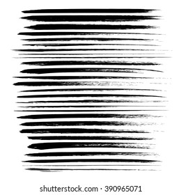 Abstract black textured long strokes big set isolated on a white background