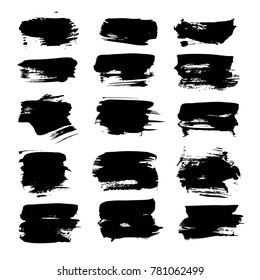 Abstract black textured smears set isolated on a white background