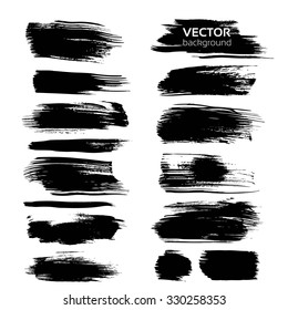 Abstract  black textured strokes isolated on white background