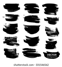 Abstract black textured strokes isolated on white background 1