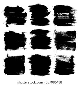 Abstract black textured strokes isolated on a white background