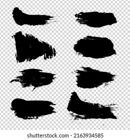 Resumen de trazos texturados negros sobre el fondo transparente de la imitación