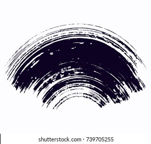 Abstract black thick smear of paint isolated on a white background