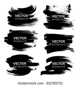Abstract black thick textured strokes on white background