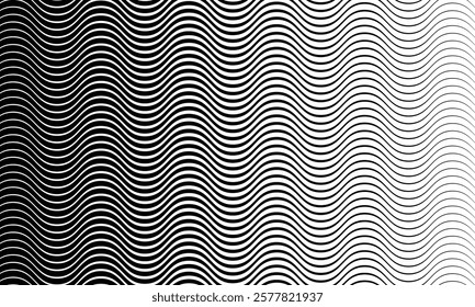 abstract black thick to thin line smooth wave pattern suitable for background.