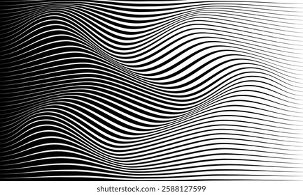 abstract black thick to thin line wave pattern suitable for background.