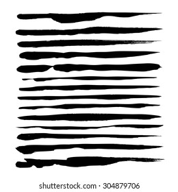Abstract black thin strokes of ink set isolated on a white background