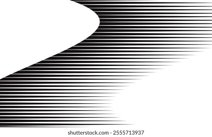 abstract black thin to thick line flag pattern art can be used background.