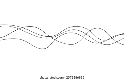 abstract black thin wavy line art suitable for background.