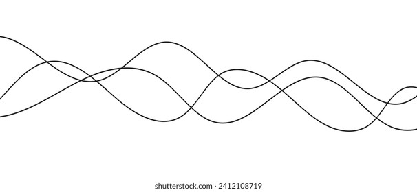 abstract black three wavy line art.