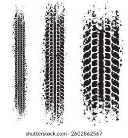 Abstract black tire track silhouette isolated on white background