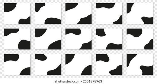 Abstract Black Top and Bottom Design Elements. Divider Shape Collection for Websites. Waves, Curve Separators on White Background. Isolated Vector Illustration.