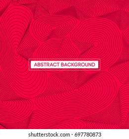 Abstract Black Topographic Lines Map Vector Illustration on Red Background